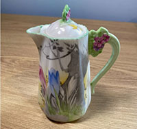 Dainty Crocus pattern floral handled hot water jug